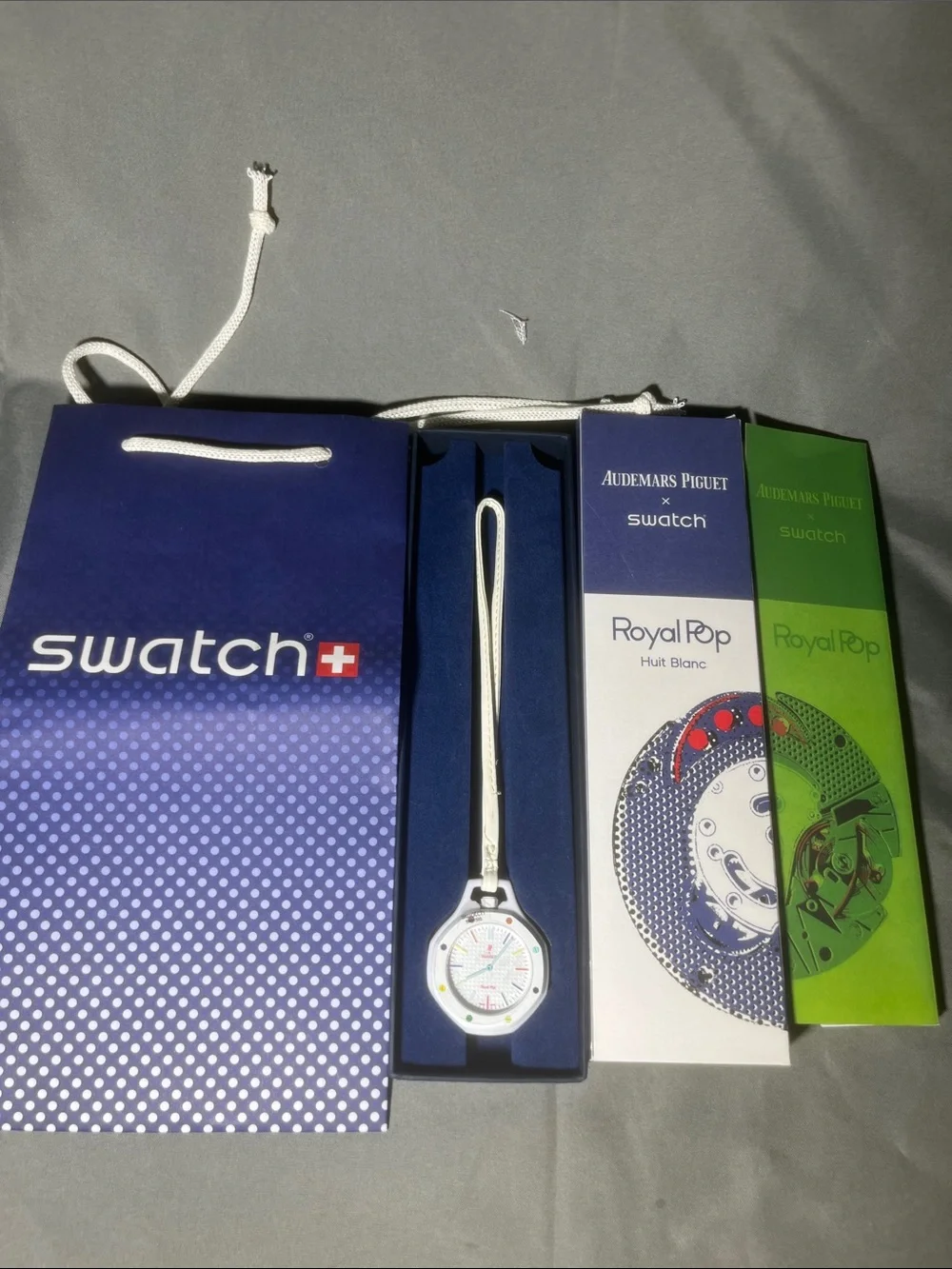 Swatch Royal Pop White Strap Watch with Multicolor Dial